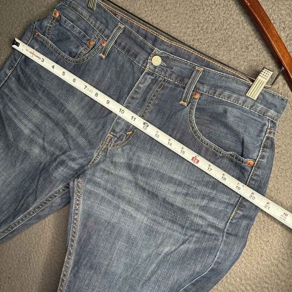 Levis Jeans Mens (Measured 34x33) Blue Denim 527 Low Boot Cut Dark Wash Flare